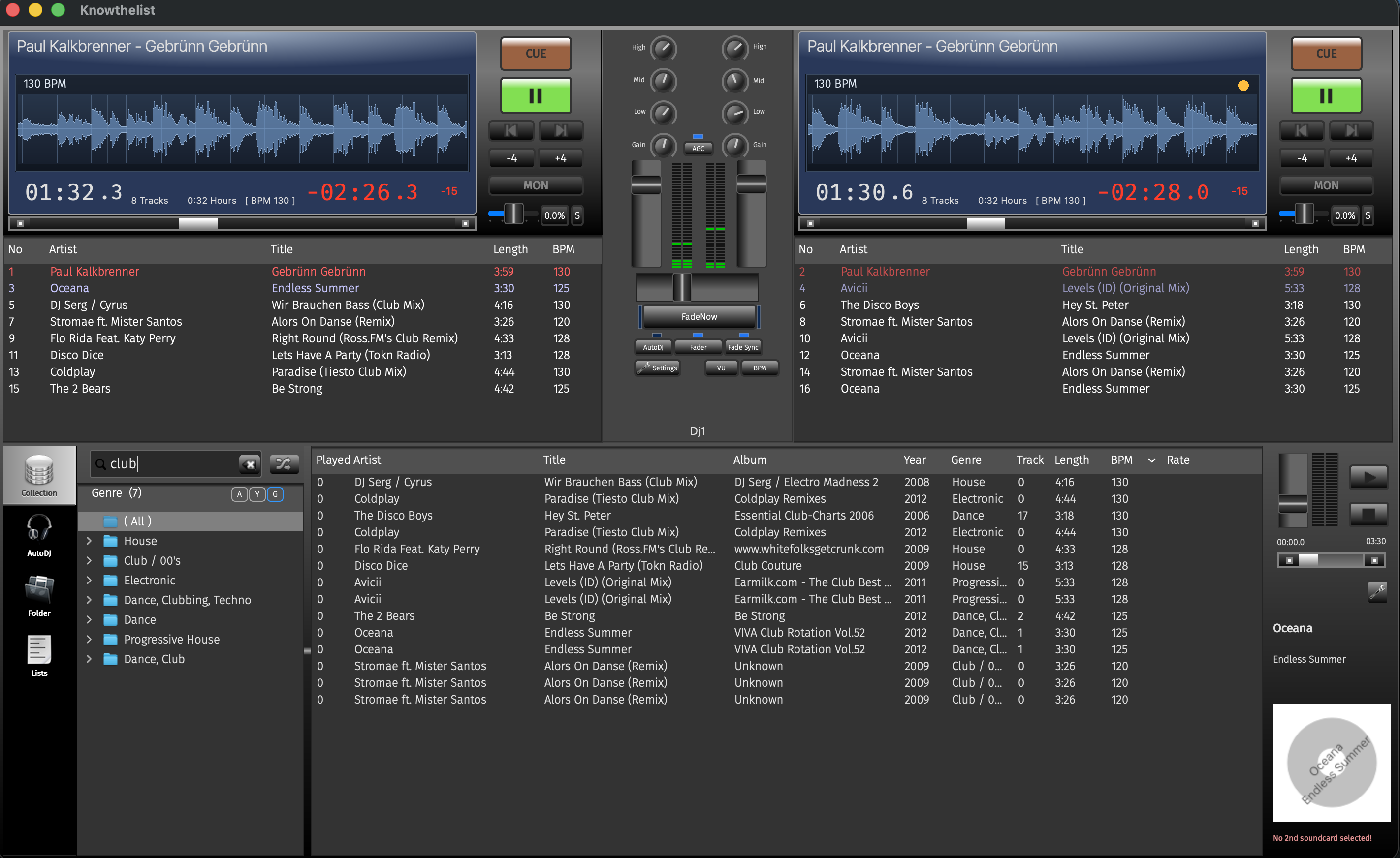Knowthelist DJ mixer interface